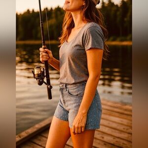 Columbia Blue Fishing Shorts with Anchor Print – Size 6 Tall